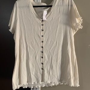 Maurice NWT ribbed cream top 1X